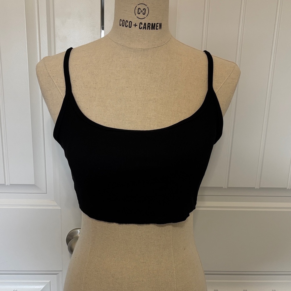 Aerie Black Ribbed Scoop Bralette